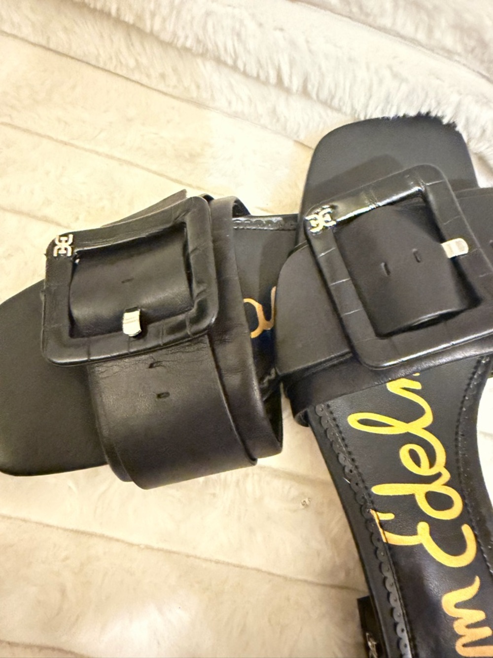 Sam Edelman Black Leather Buckle Slide Mules - Picture 7 of 7